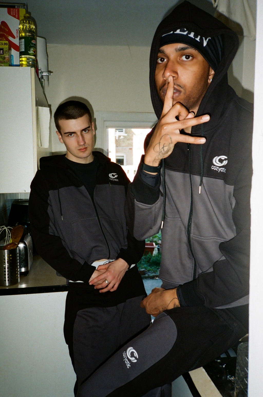 Two Tone Zip Hoodie (Black/Grey)