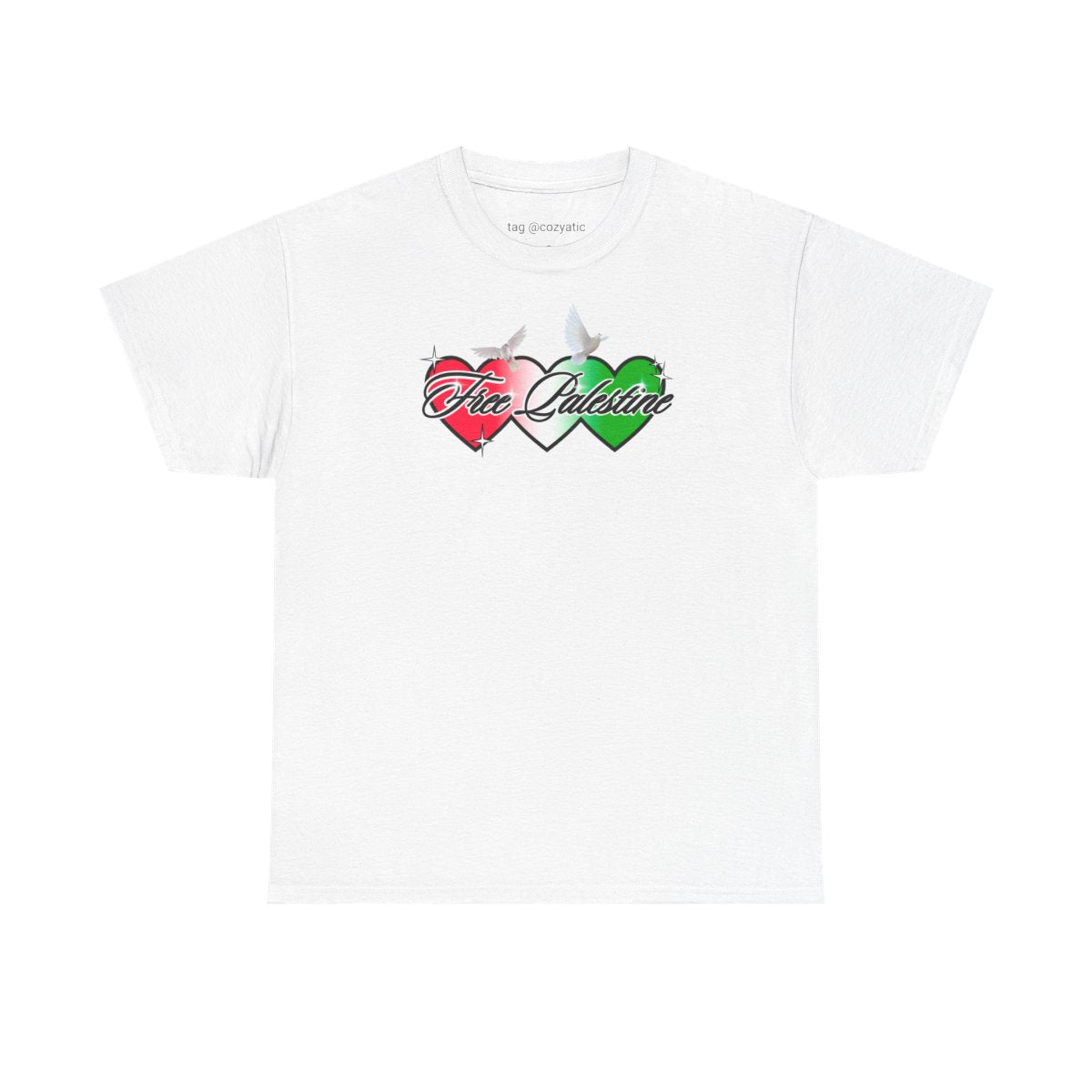 3 Hearts Free Palestine Shirt (White)