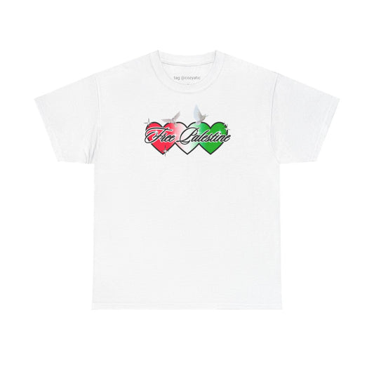 3 Hearts Free Palestine Shirt (White)
